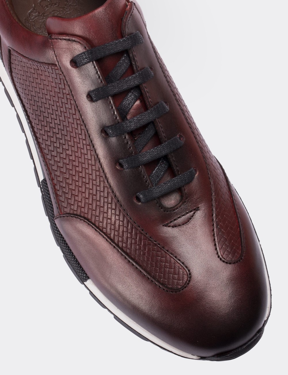 Burgundy  Leather Sneakers - 01729MBRDT01