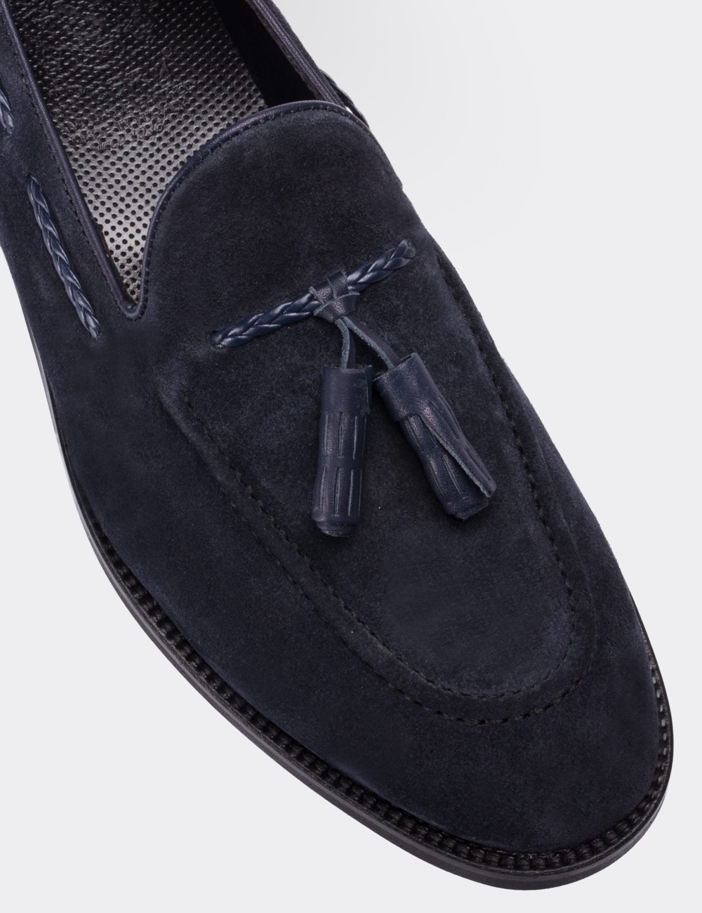 Navy Suede Leather Loafers - 01642MLCVM03