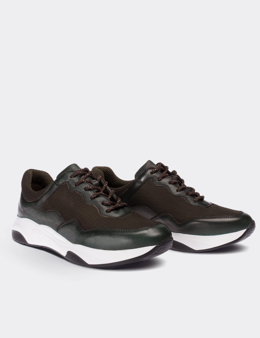 Green  Leather Sneakers - 01725MYSLE01
