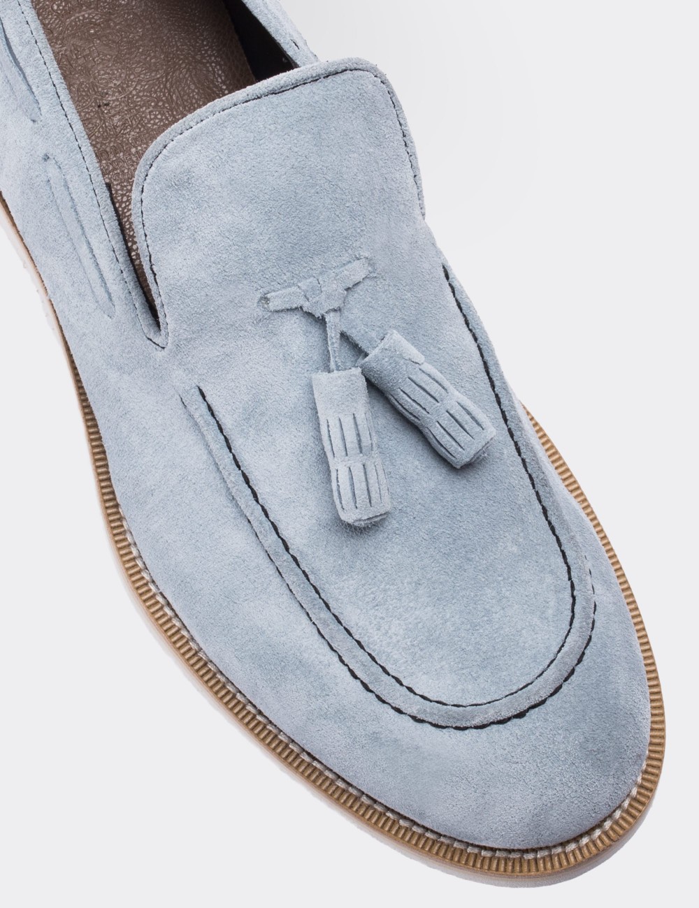 Blue Suede Leather Loafers - 01319MMVIE02