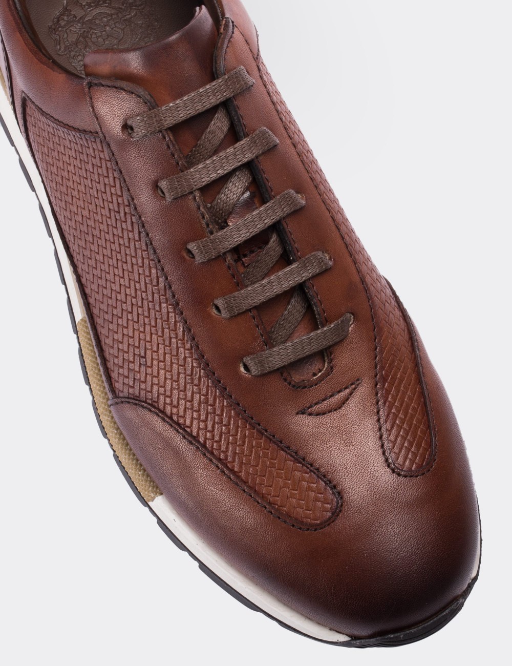 Tan  Leather Sneakers - 01729MTBAT01