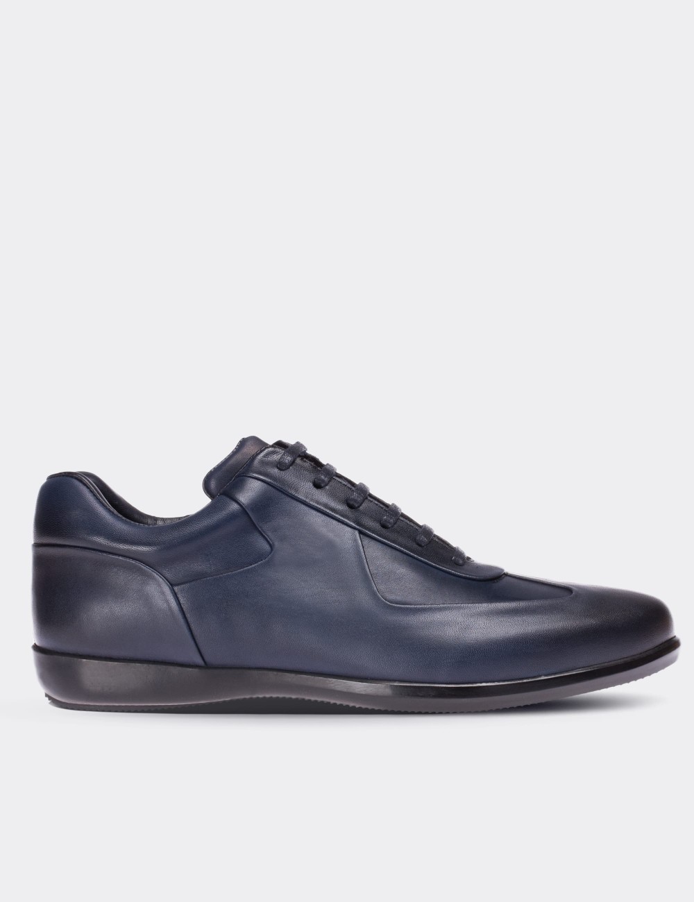 Navy  Leather Lace-up Shoes - 01734MLCVC01