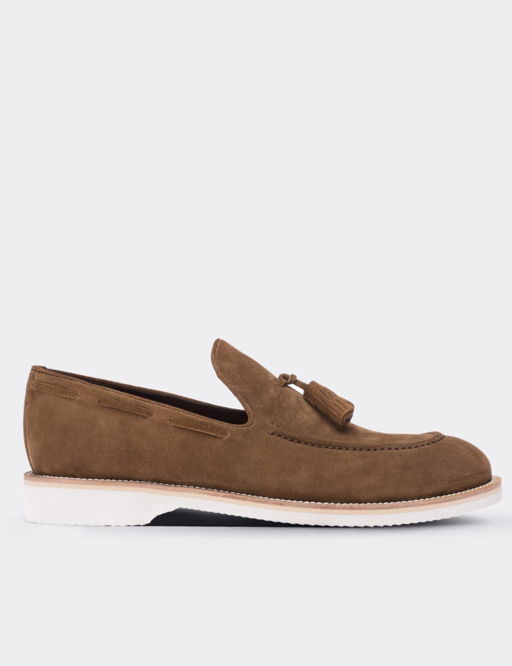 Tan Suede Leather Loafers - 01319MTBAE02