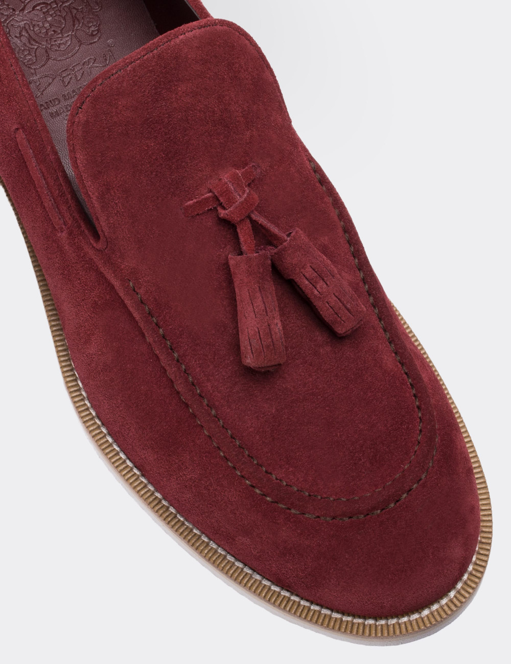 Burgundy Suede Leather Loafers - 01319MBRDE02