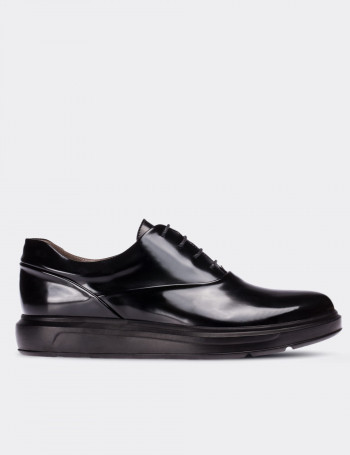 Black  Leather Lace-up Shoes - 01652MSYHP17