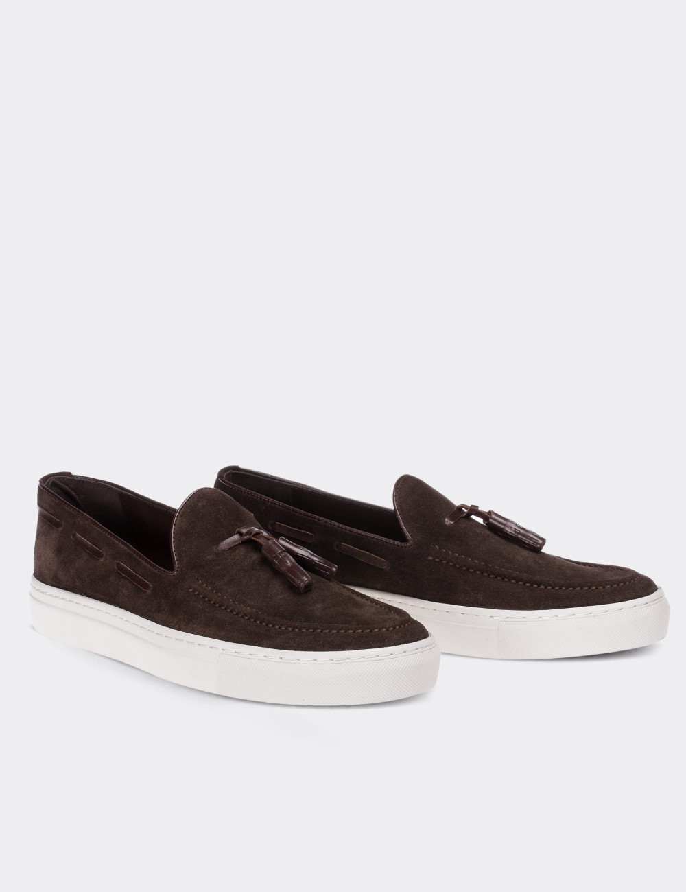 Brown Suede Leather Loafers - 01713MKHVC02
