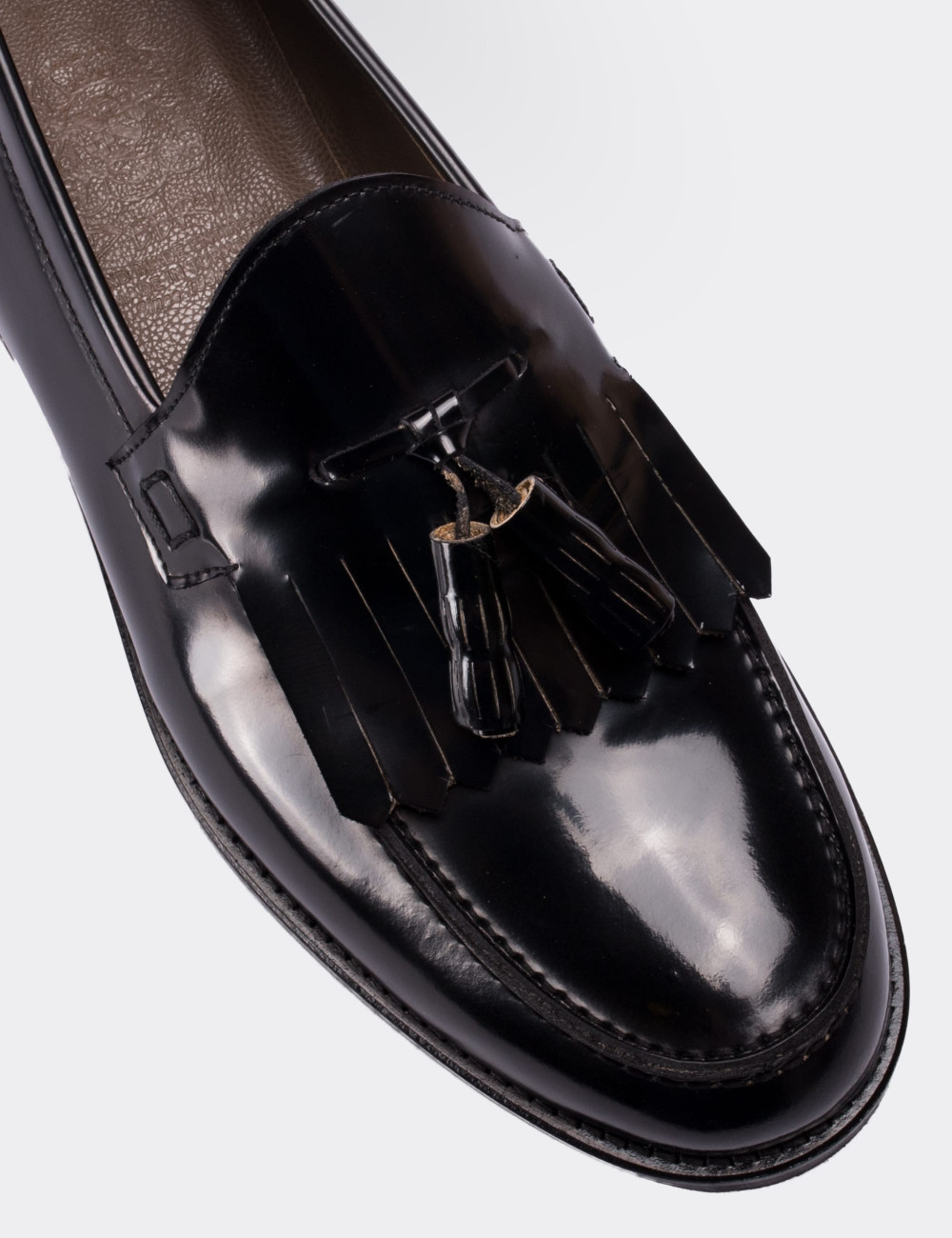 Black  Leather Loafers - 01735MSYHM01