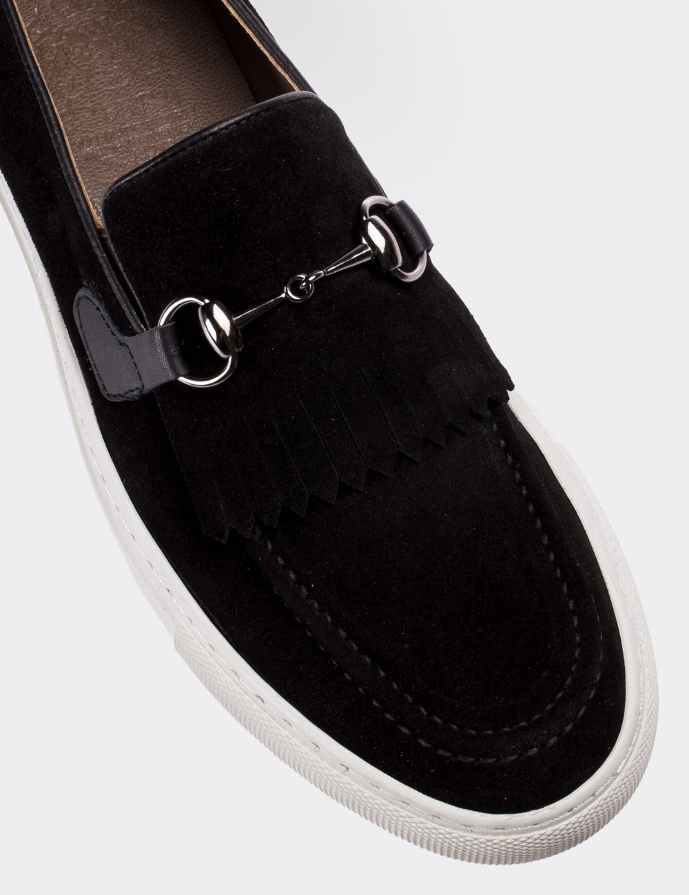 Black Suede Leather Loafers - 01739MSYHC01