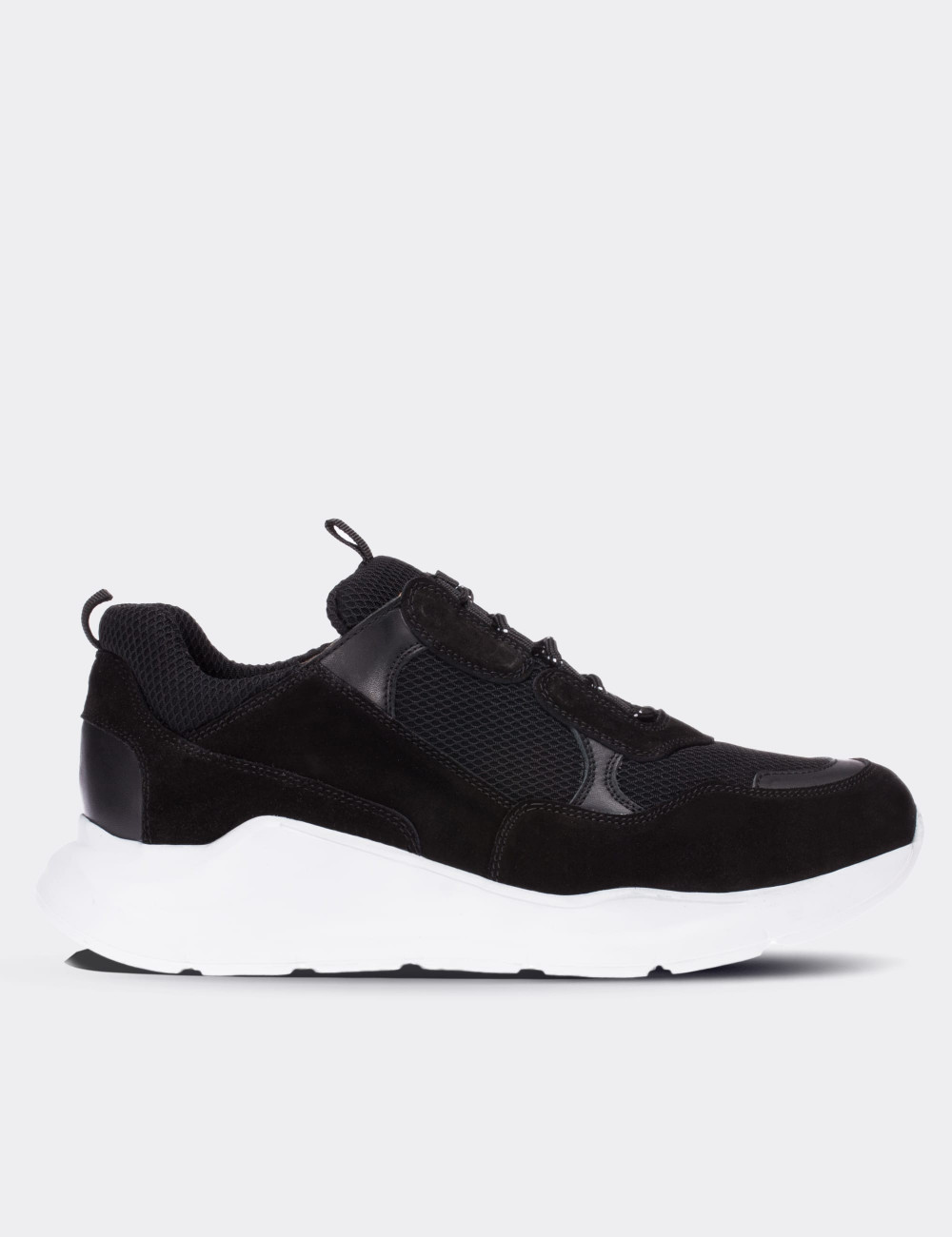 Black Suede Leather Sneakers - 01724MSYHE01