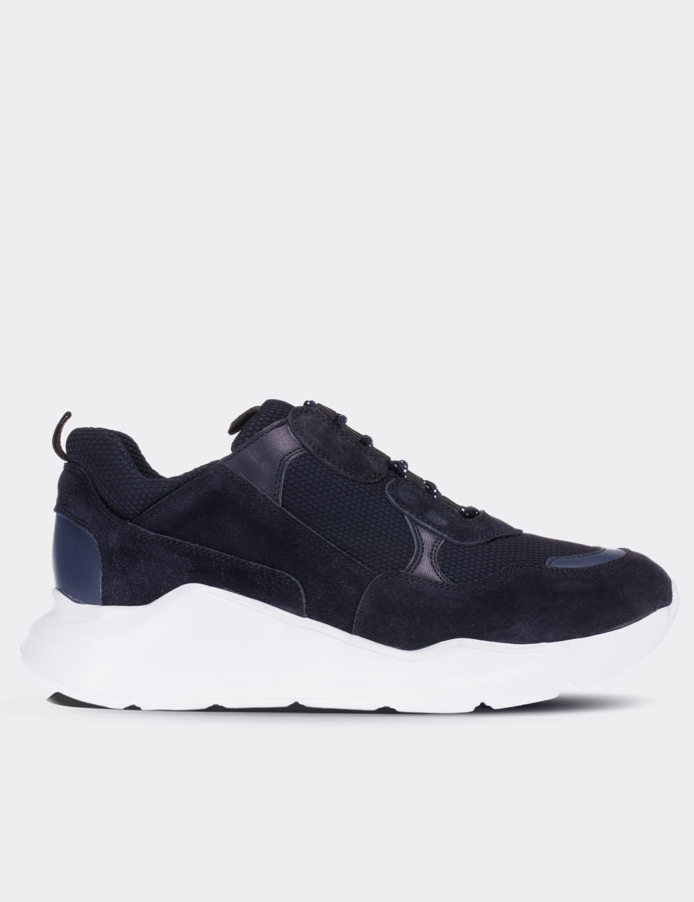 Navy Suede Leather Sneakers - 01724MLCVE01