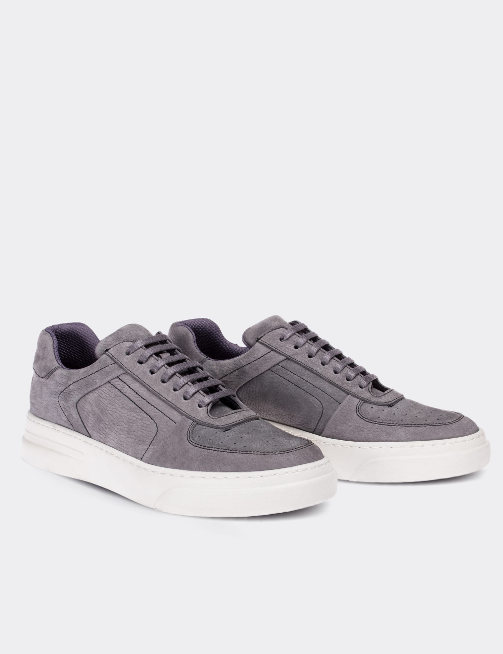 Gray Nubuck Leather Sneakers - 01716MGRIP01