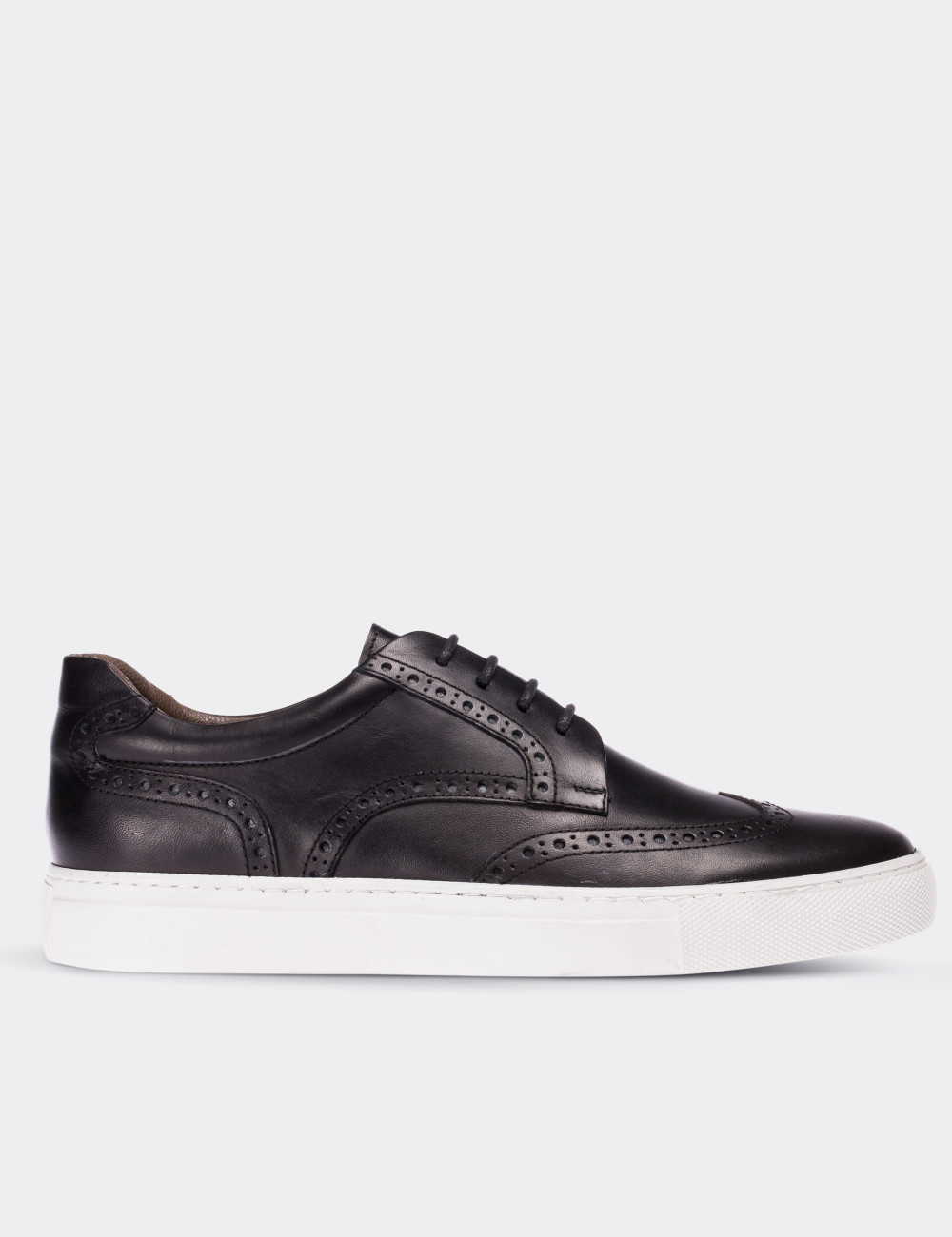 Black  Leather Sneakers - 01691MSYHC02