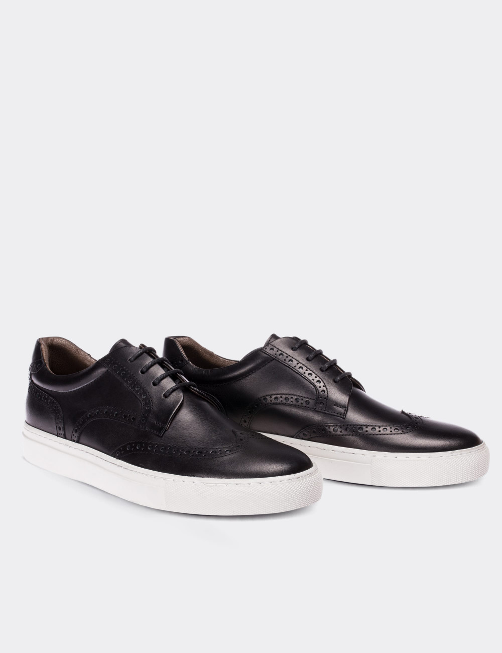 Black  Leather Sneakers - 01691MSYHC02