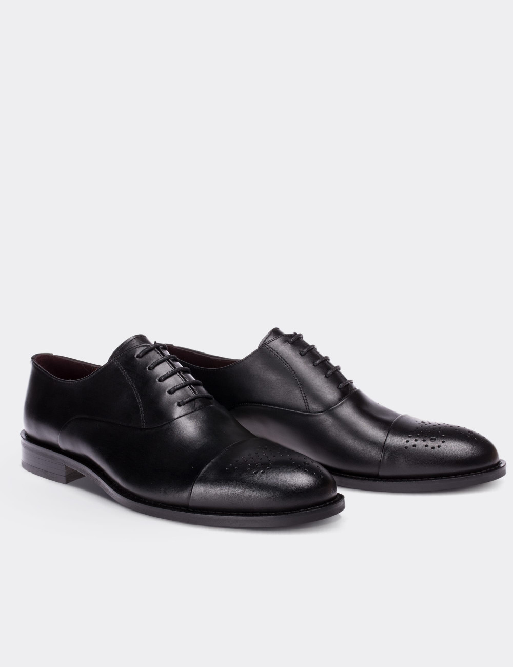 Black  Leather Classic Shoes - 01653MSYHM03