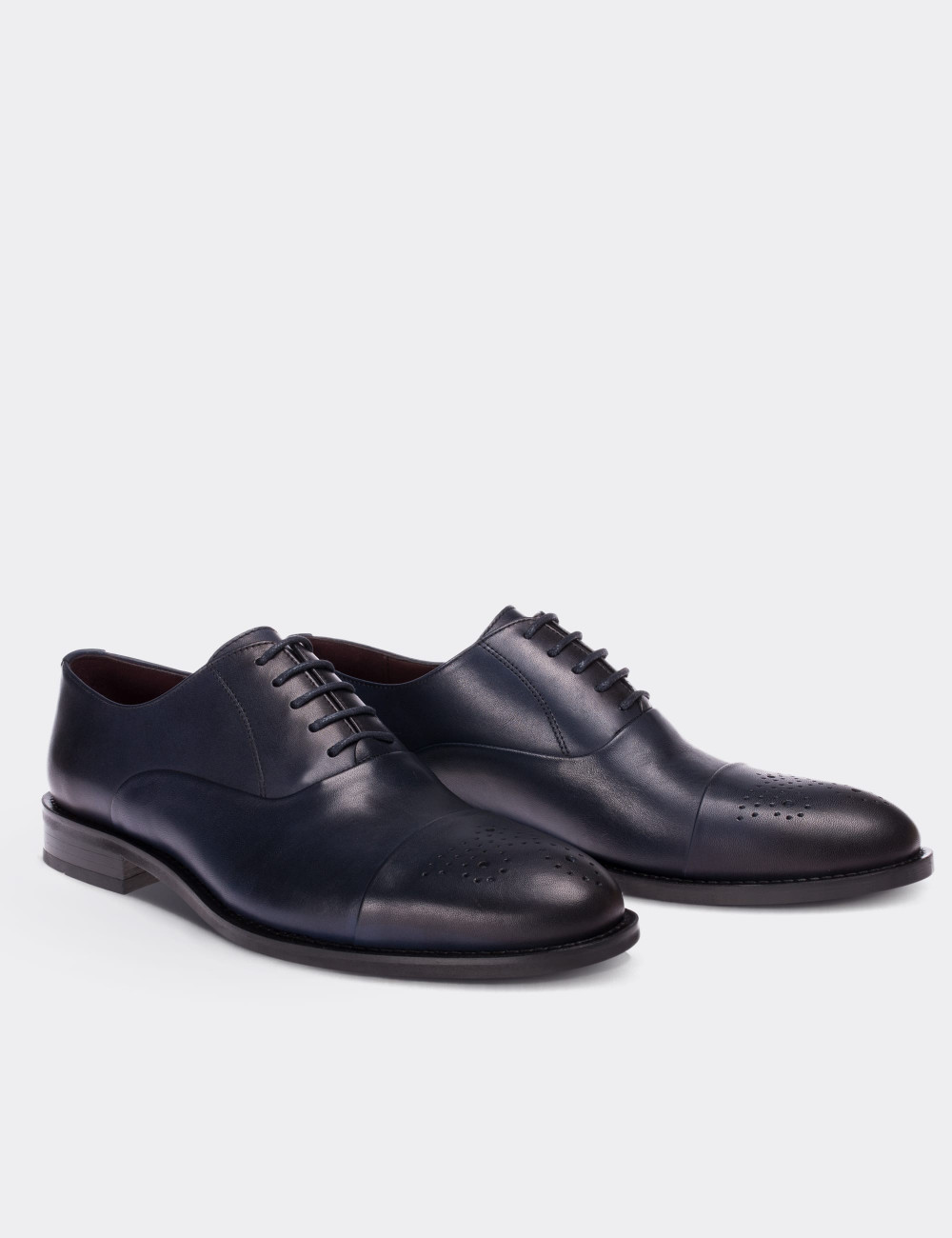 Navy  Leather Classic Shoes - 01653MLCVM01