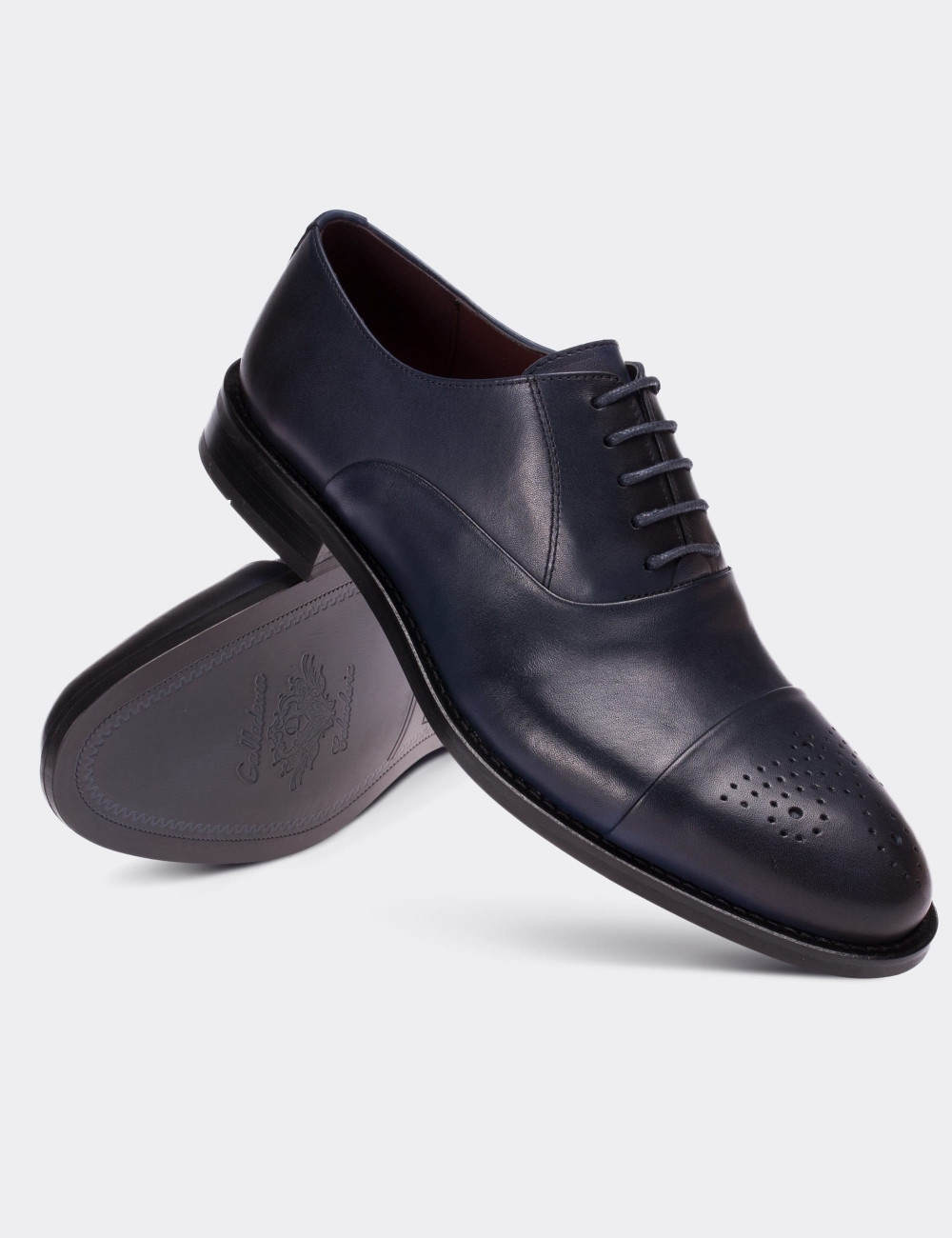 Navy  Leather Classic Shoes - 01653MLCVM01