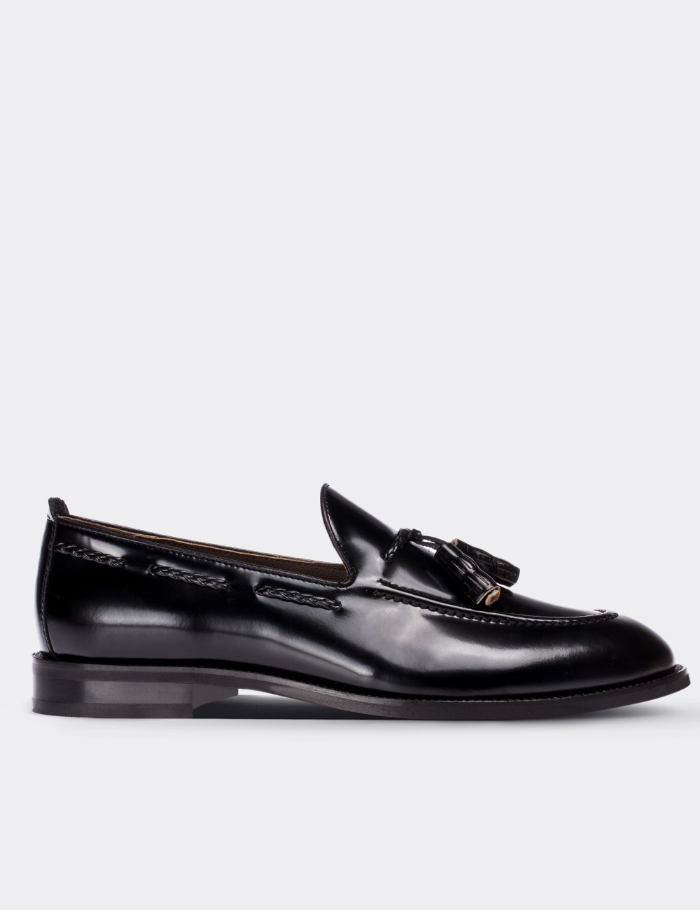 Black  Leather Loafers Shoes - 01642MSYHM04