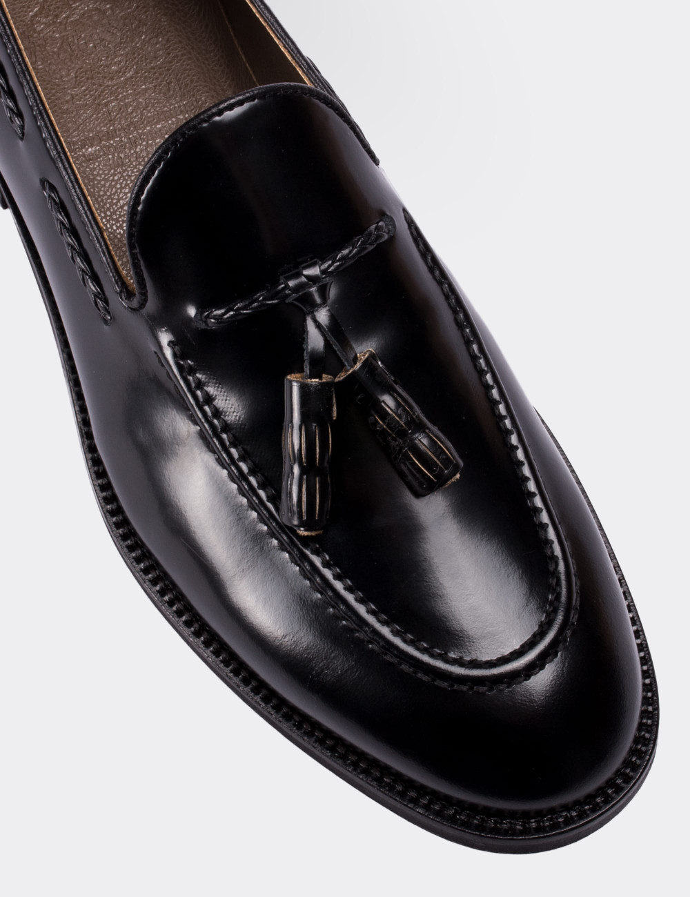 Black  Leather Loafers Shoes - 01642MSYHM04