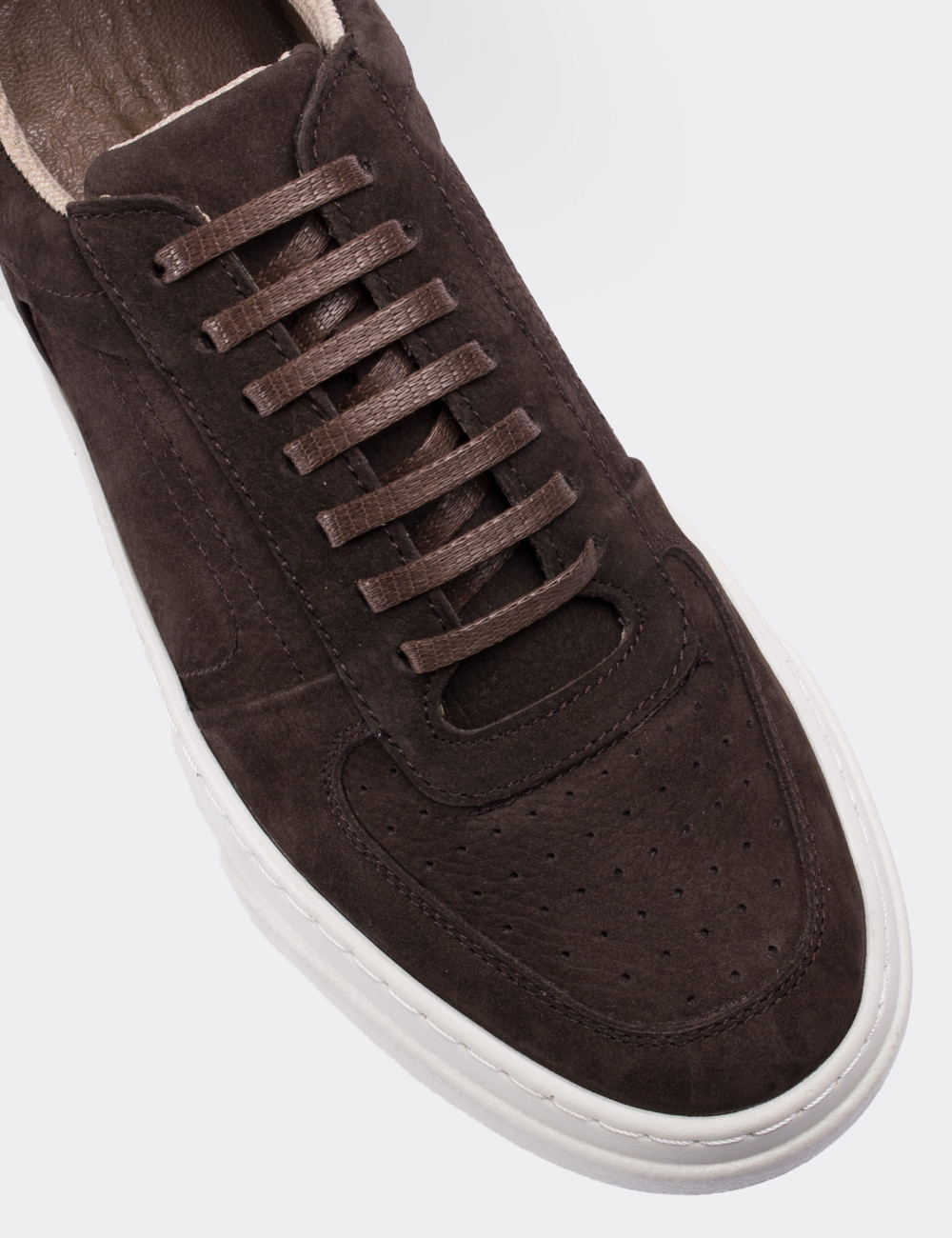 Brown Nubuck Leather Sneakers - 01716MKHVP01