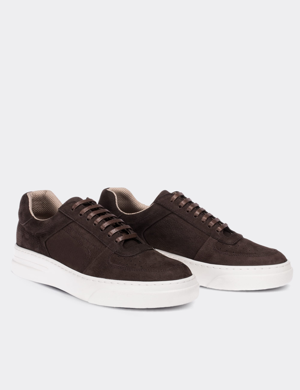 Brown Nubuck Leather Sneakers - 01716MKHVP01