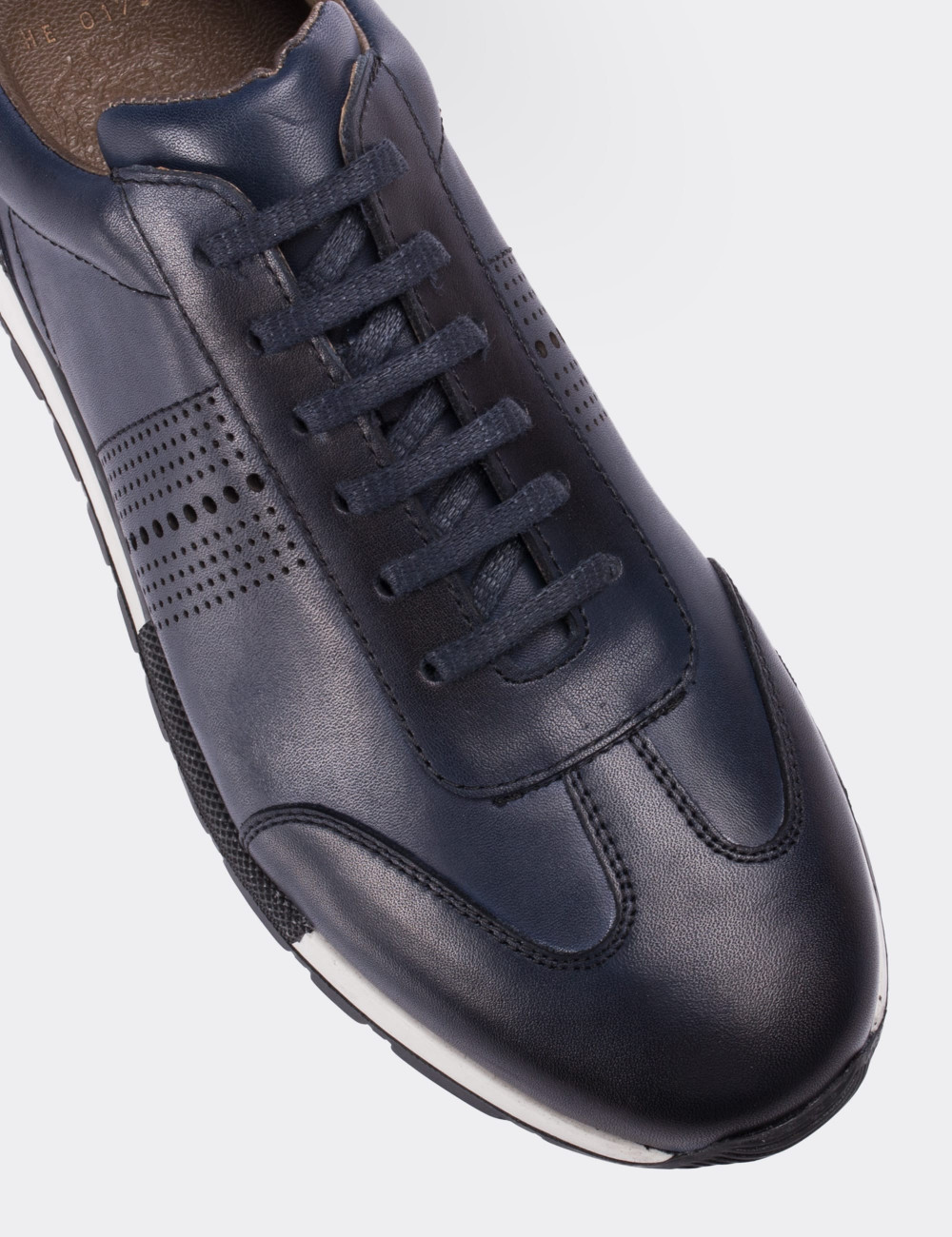 Navy  Leather Sneakers - 01738MLCVT01