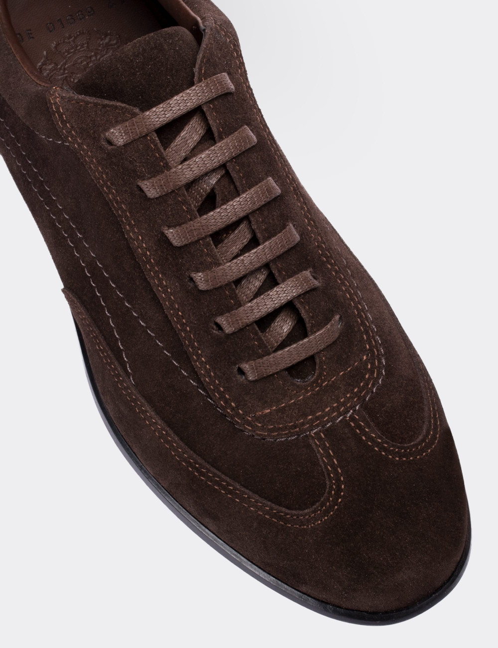 Brown Suede Leather Lace-up Shoes - 00321MKHVC07