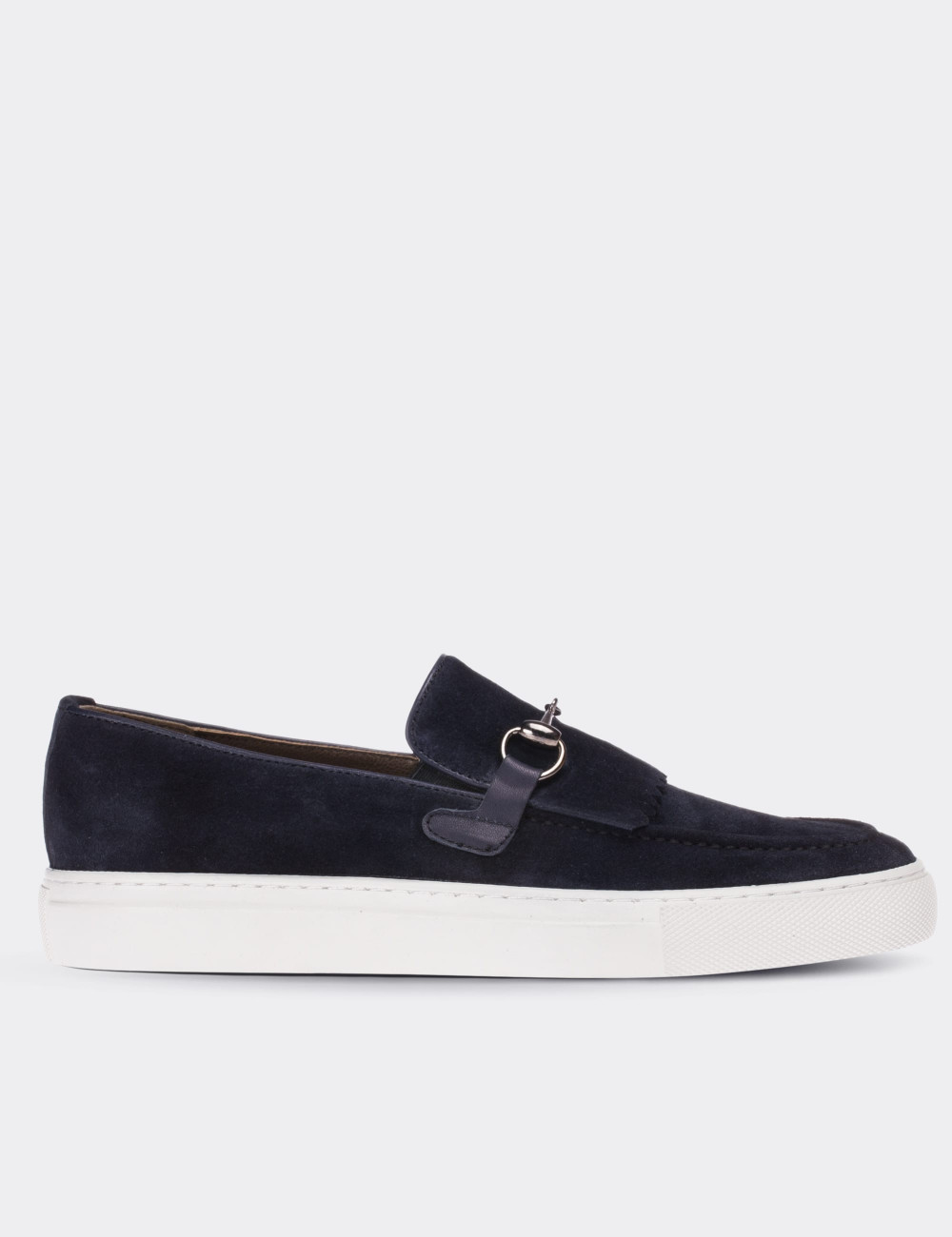Navy Suede Leather Loafers Shoes - 01739MLCVC01