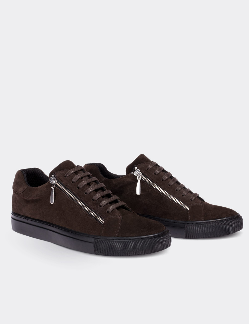Brown Suede Leather Sneakers - 01741MKHVC01