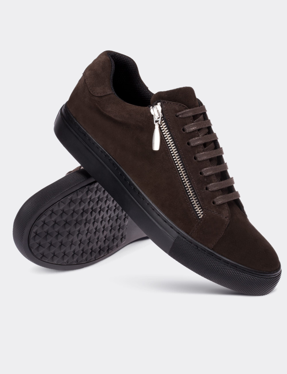 Brown Suede Calfskin Sneakers - Deery