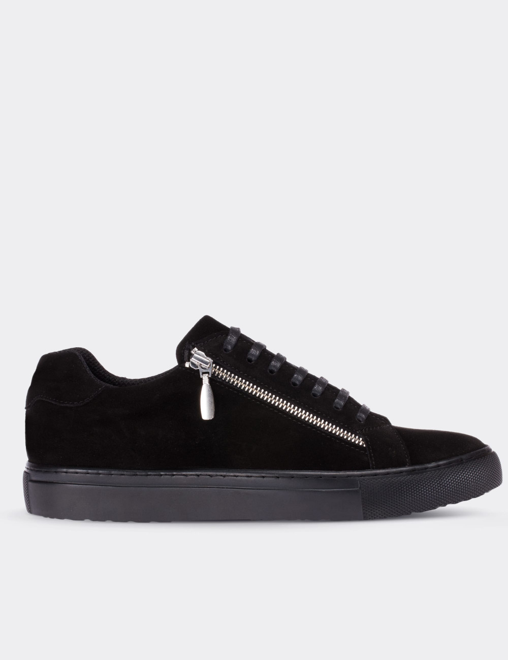 Black Suede Leather Sneakers - 01741MSYHC01