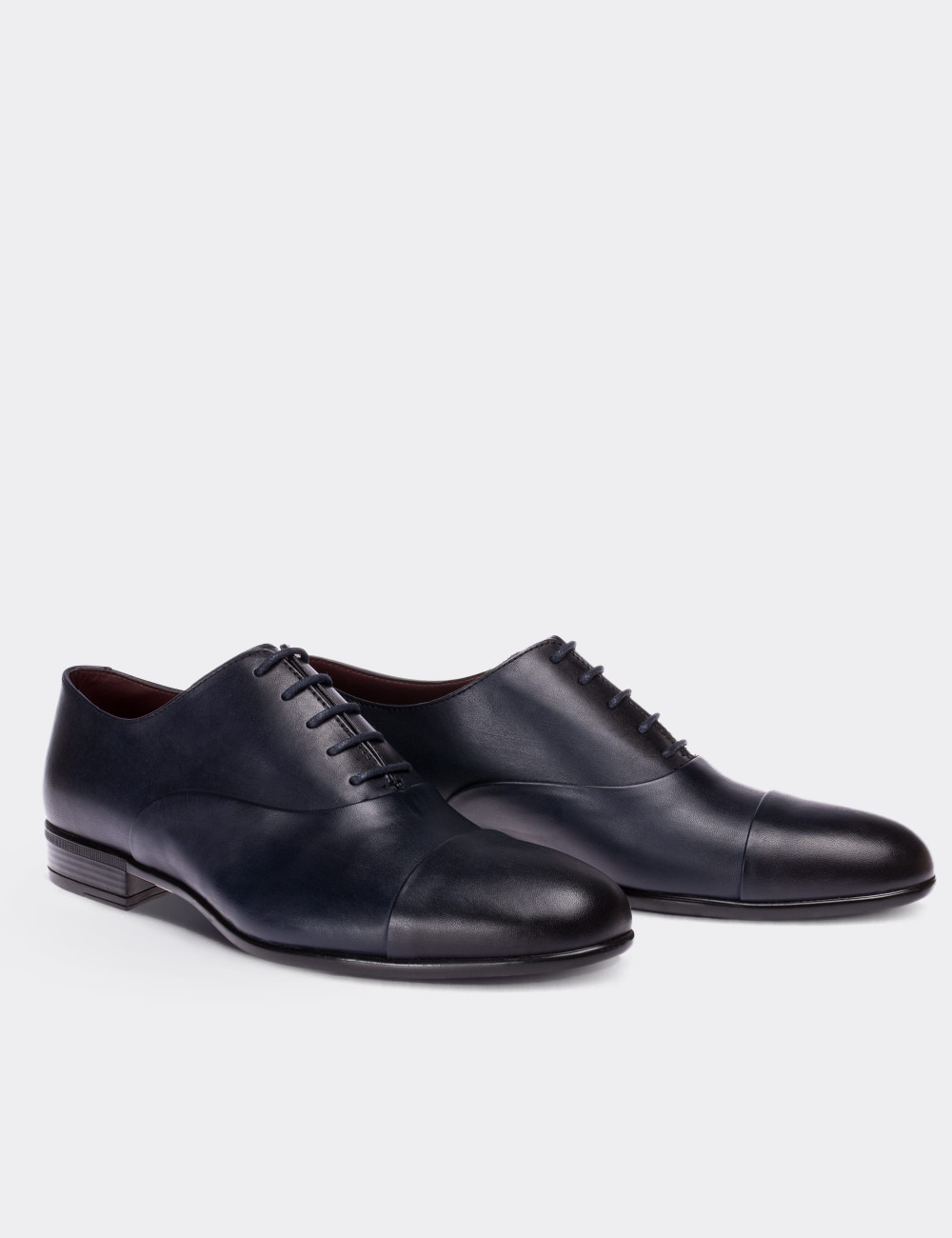Navy  Leather Classic Shoes - 01026MLCVC01