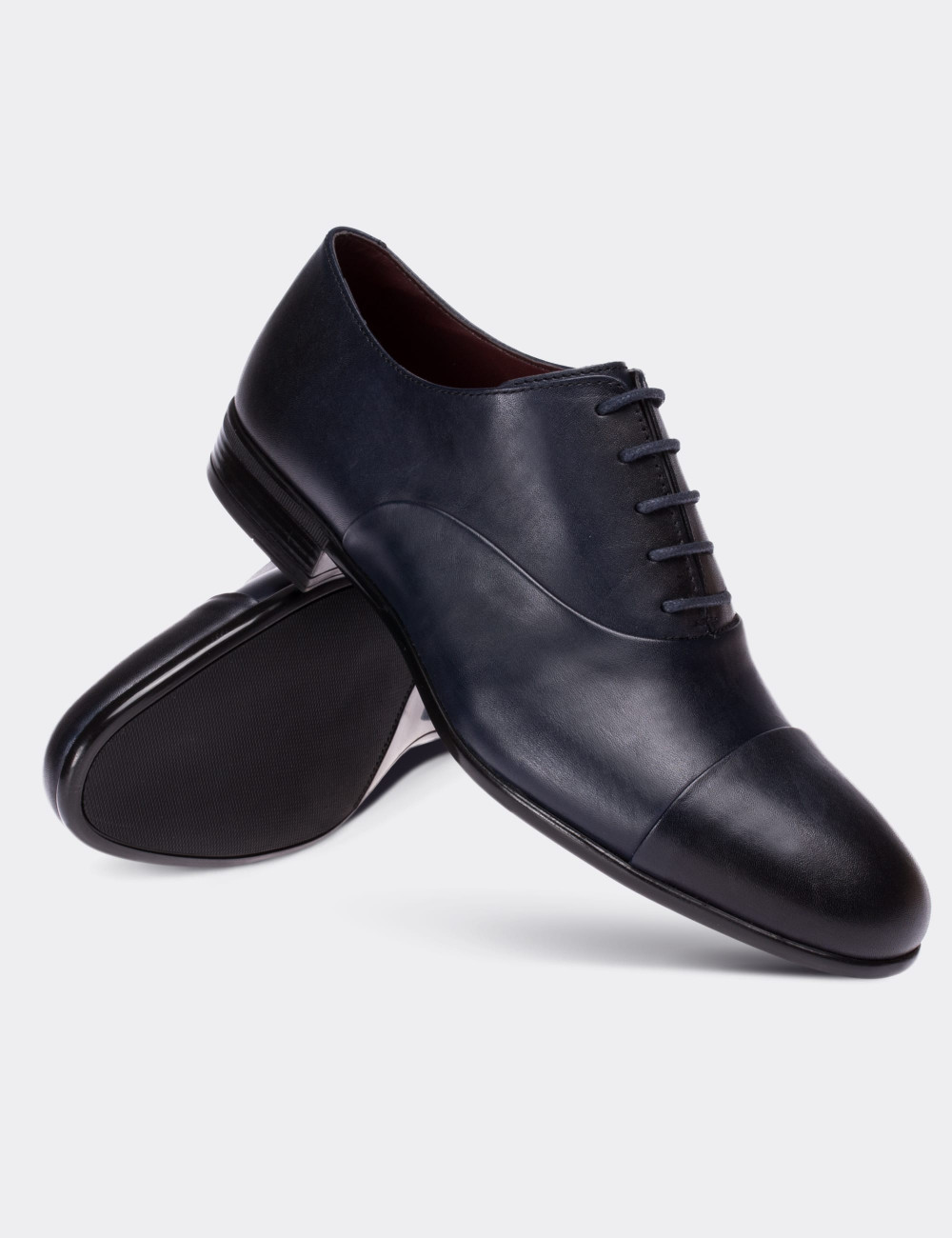 Navy  Leather Classic Shoes - 01026MLCVC01