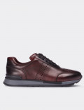 Burgundy Calfskin Leather Sneakers