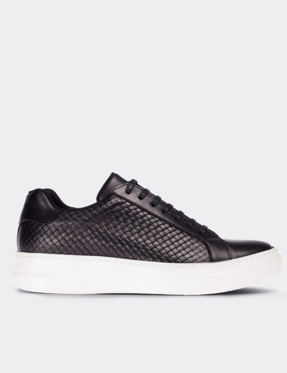Black  Leather Sneakers - 01737MSYHP01