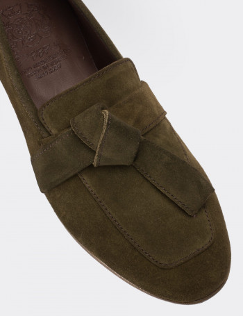 Green Suede Leather Loafers - 01744ZYSLM01