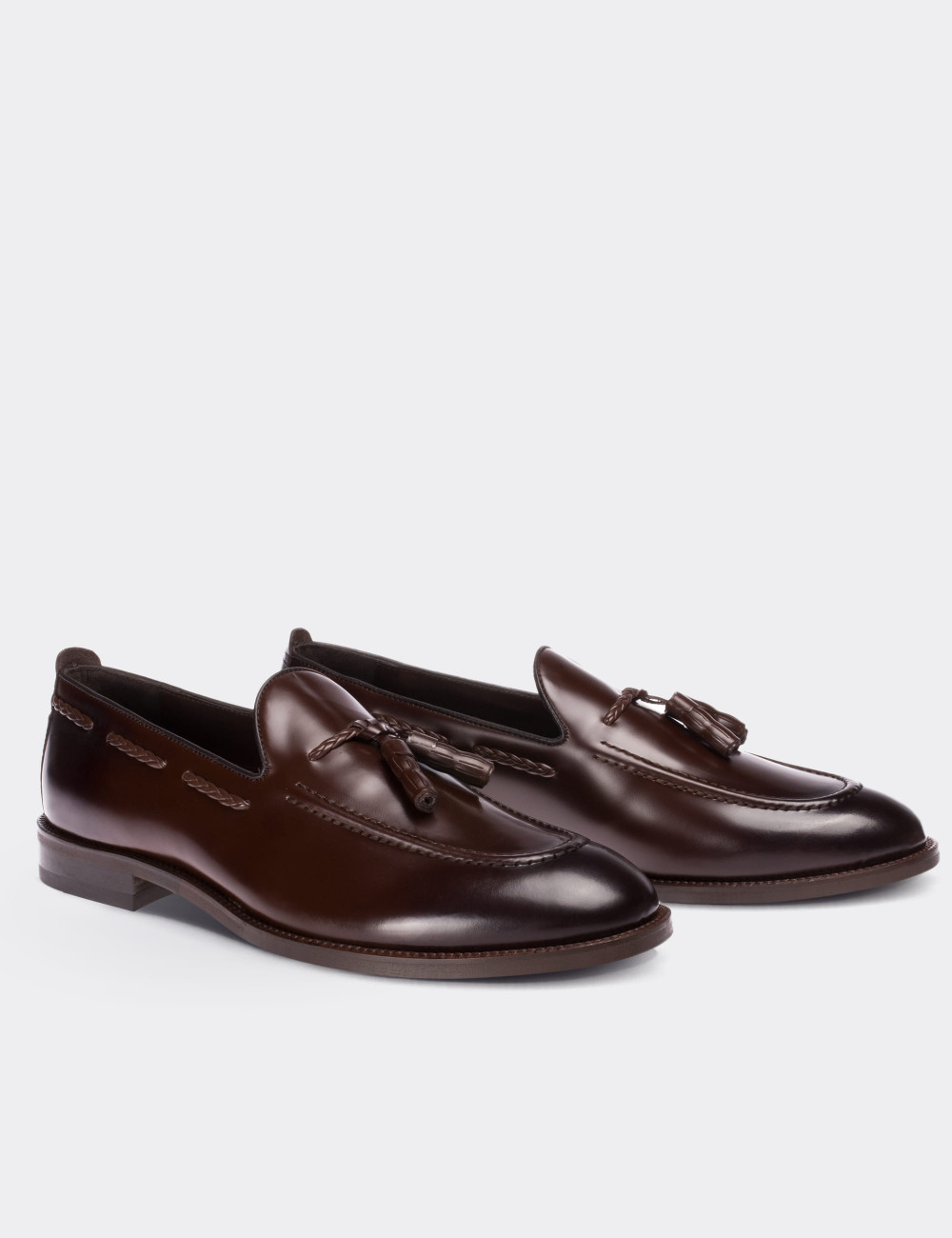 Brown  Leather Loafers - 01642MKHVM03