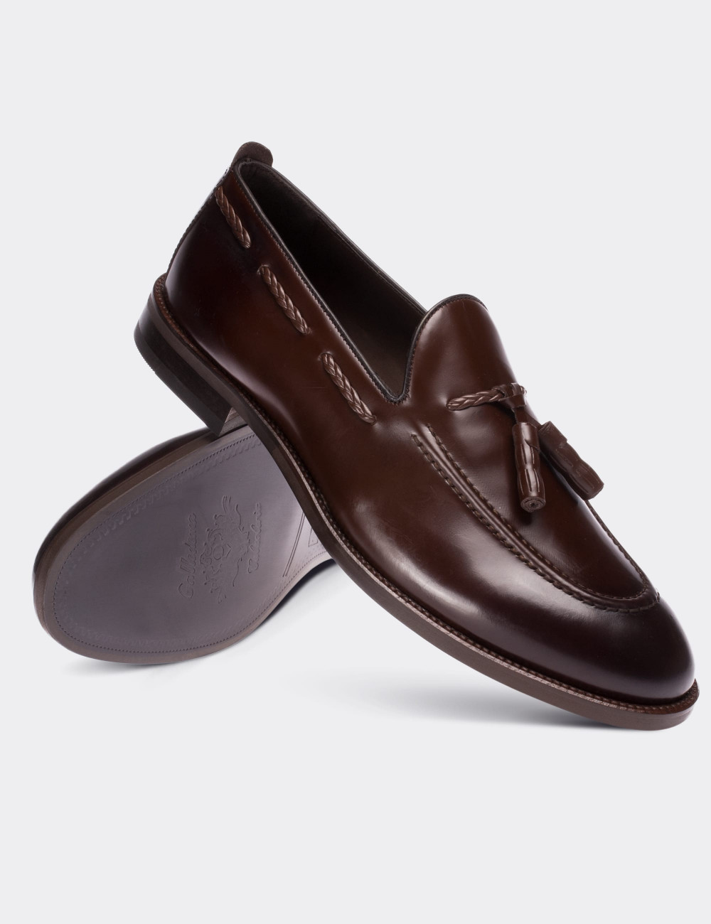 Brown  Leather Loafers - 01642MKHVM03