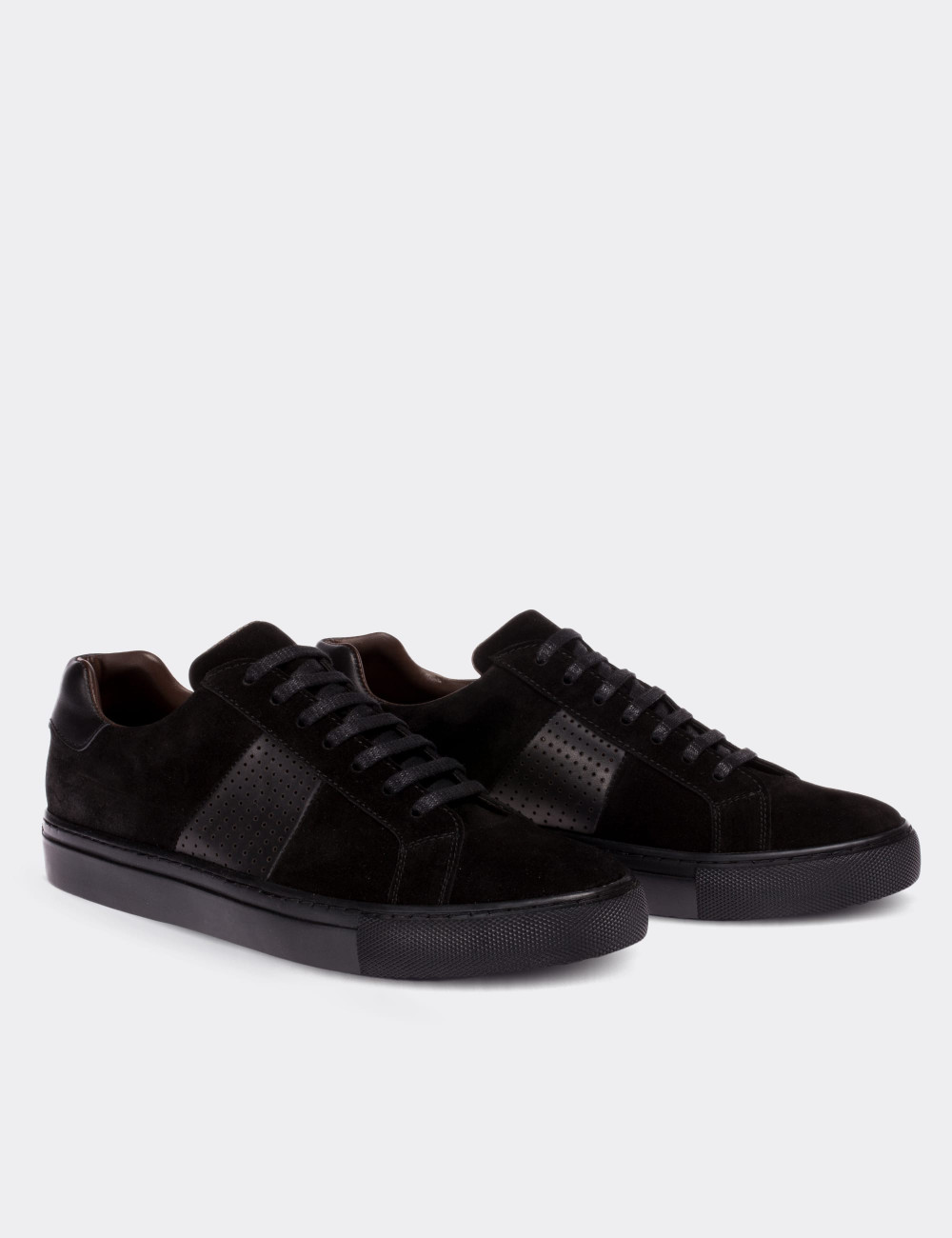 Black Suede Leather Sneakers - 01740MSYHC01