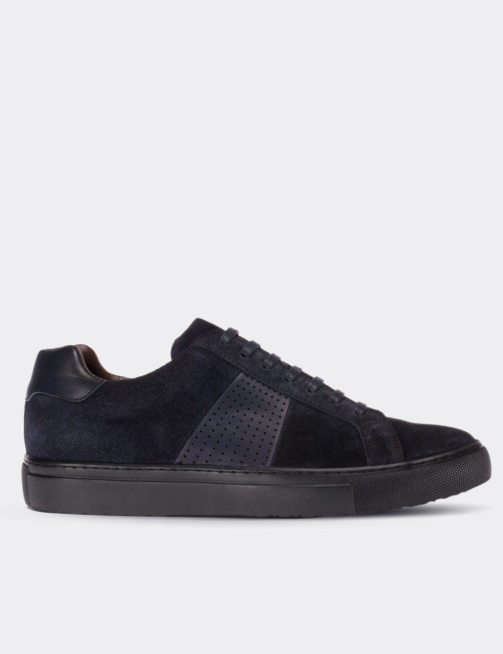 Navy Suede Leather Sneakers - 01740MLCVC01