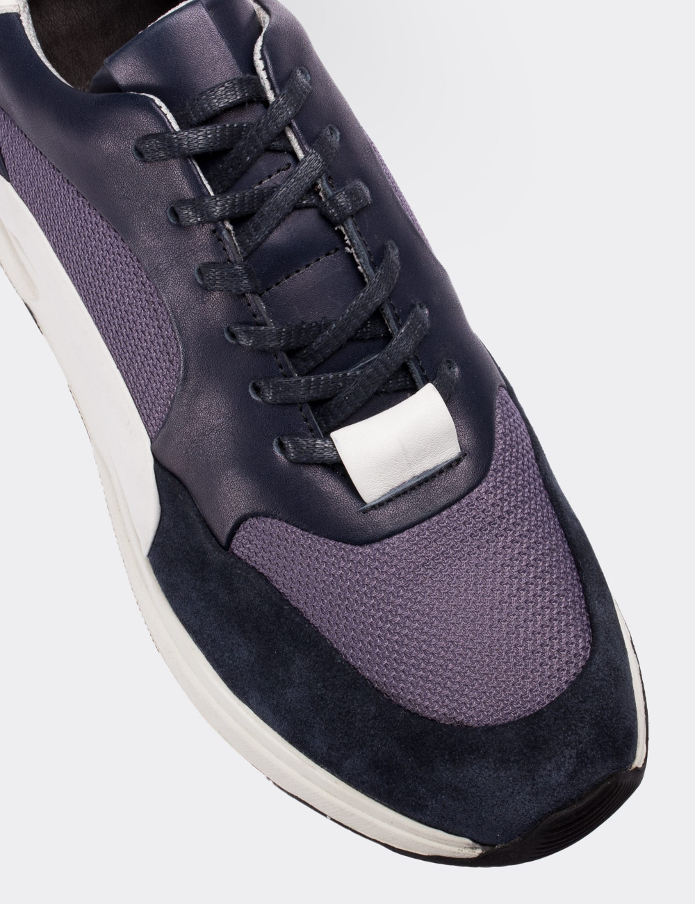 Navy  Leather Sneakers - 01726MLCVT01
