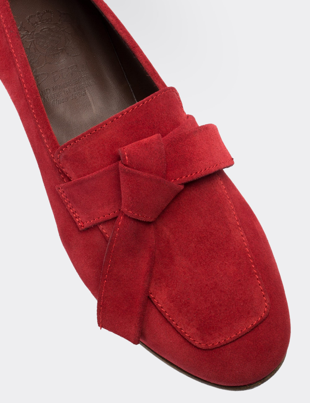 Red Suede Leather Loafers - 01744ZKRMM01