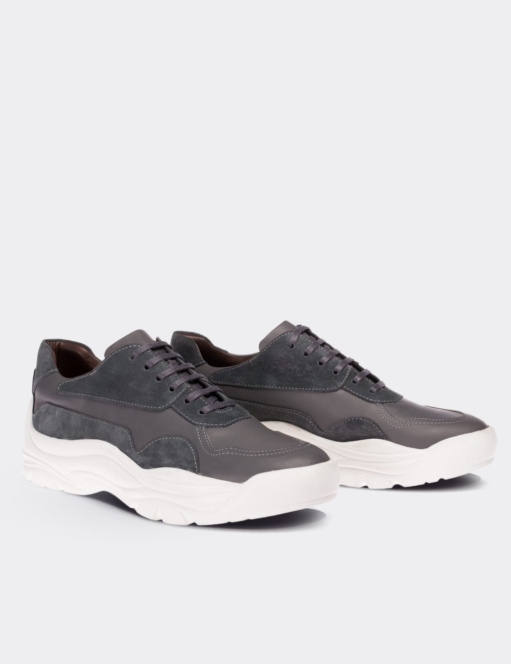 Gray Suede Leather Sneakers - 01732MGRIP01