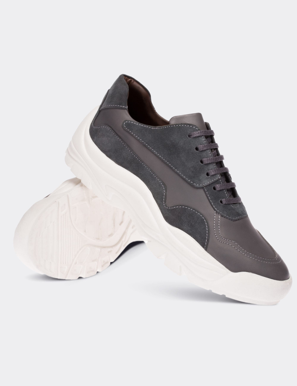 Gray Suede Leather Sneakers - 01732MGRIP01