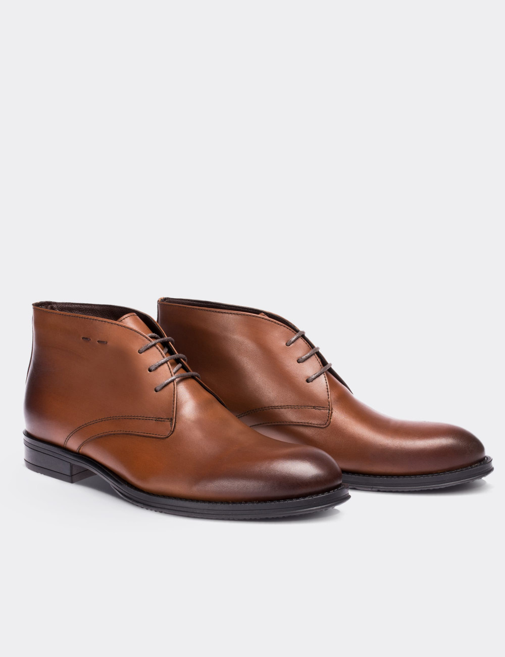 Tan  Leather Desert Boots - 01295MTBAC02