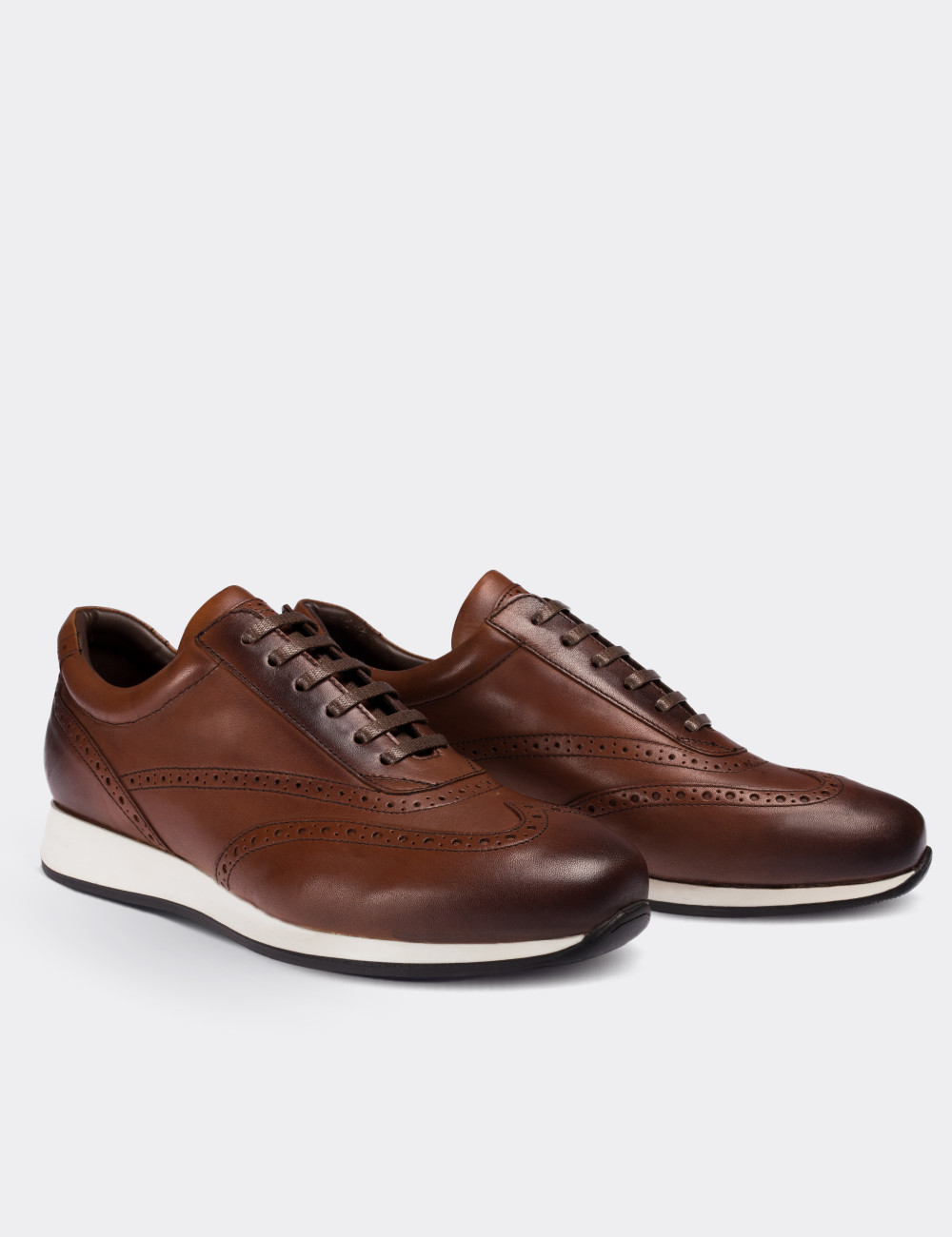 Tan  Leather Sneakers - 00750MTBAT01