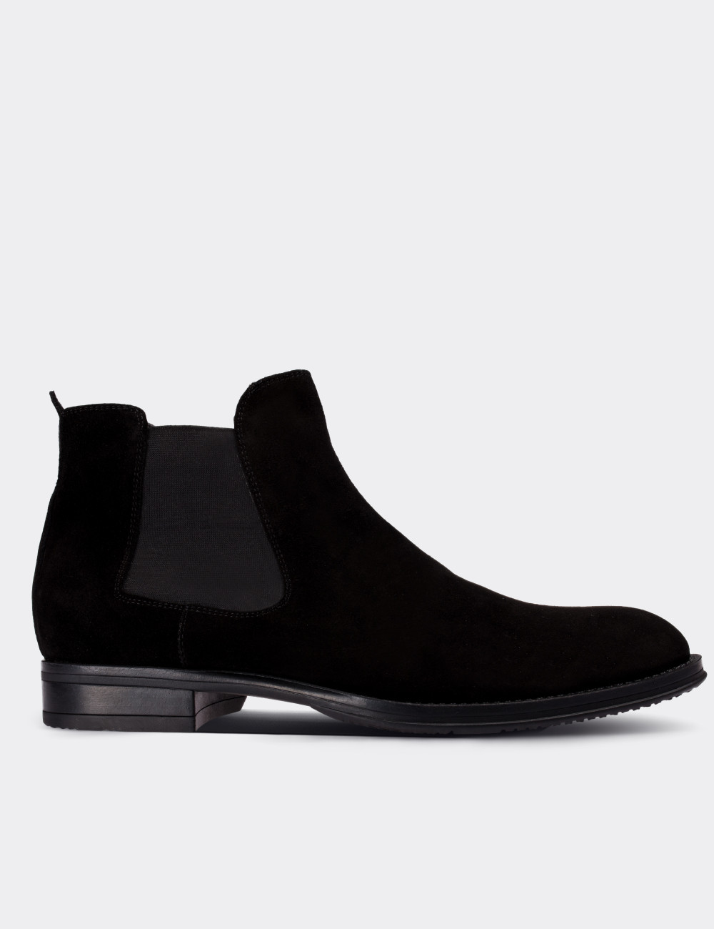 Black Suede Leather Chelsea Boots - 01620MSYHC08