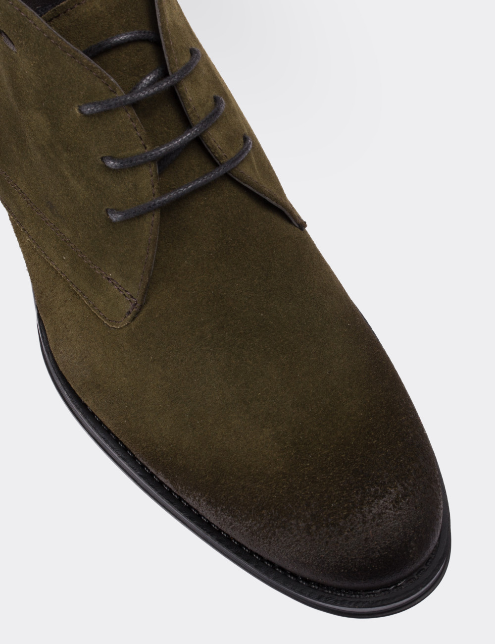 Green Suede Leather Desert Boots - 01295MYSLC01