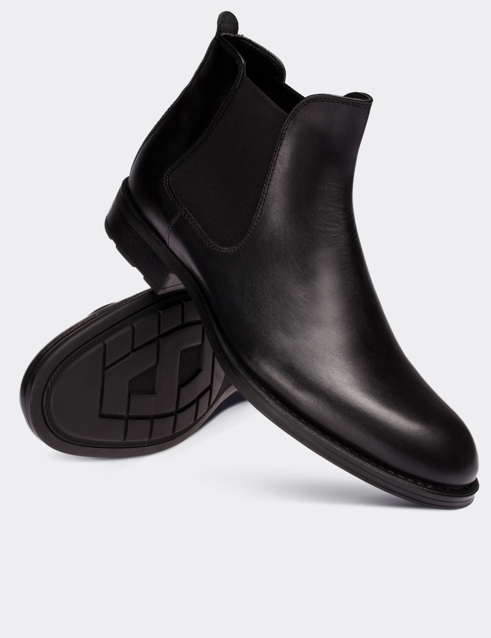 Black  Leather Chelsea Boots - 01620MSYHC09