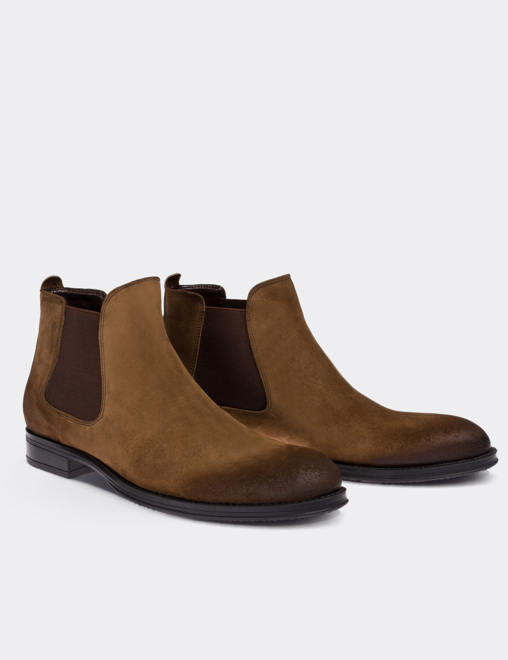 Tan Suede Leather Chelsea Boots - 01620MTBAC03