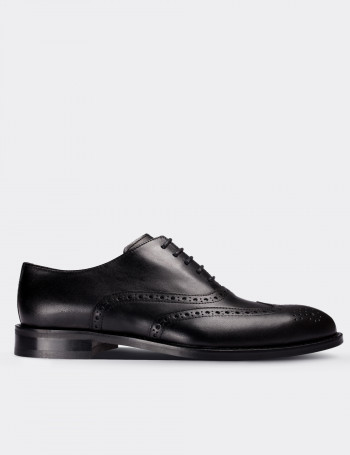 Black  Leather Oxford Formal Shoe - 01785MSYHM03